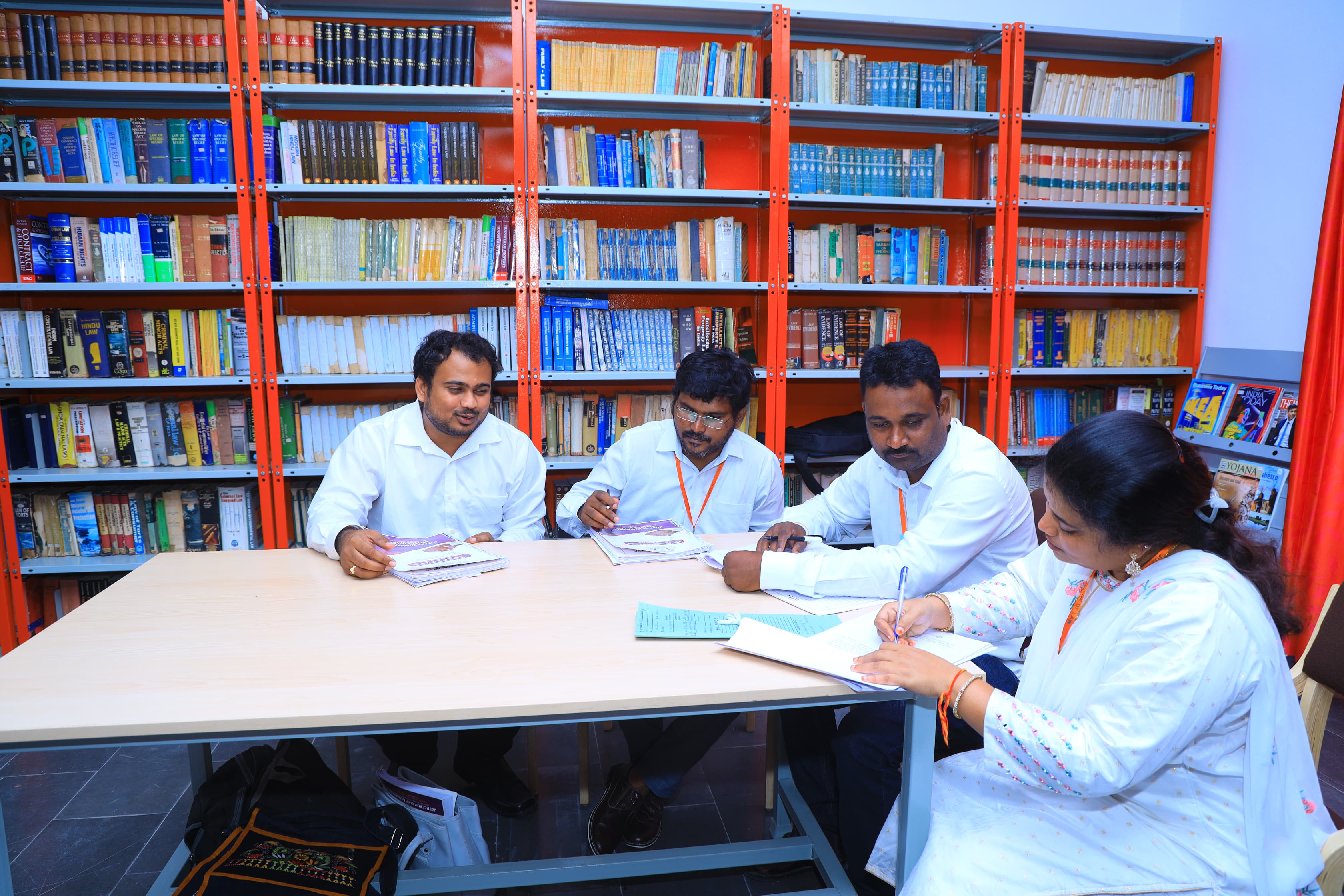 Students studying in the college library